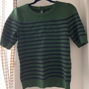 Anthropologie sweater top, green blue striped, XS